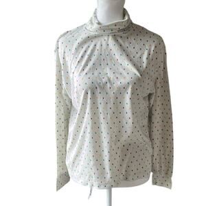 Vintage 90s Carriage Court White Turtleneck with blue yellow red green